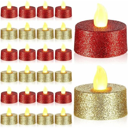 24 kappaleen välkkyvät LED-tealights-liekittömät kynttilät paristokäyttöiset