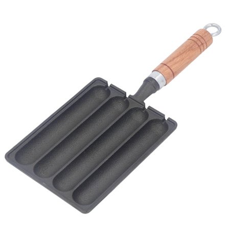 Støbejerns Pølse Grillpande 4 Rums Nonstick Aftagelig Hurtig Varme Corn Dog Gryde