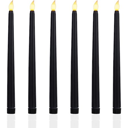 LED-lys Stabel Lys Sort, Flammeløse Lys, Batteridrevne Lys, LED Lange Lys til Bord Jul Fødselsdagsfest Bryllup