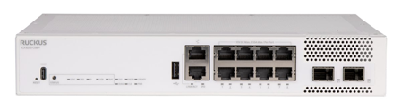 Ruckus Wireless ICX8200 Compact Switch, 8×10/100/1000 Mbps PoE+ ports, 2×10 GbE SFP+ 124W PoE budget