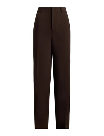 Wool Crepe Relaxed Straight Pant Brown Polo Ralph Lauren