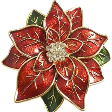 Rød Juleblomster Broche Pin Rød Juleblomst Rhinestone Broche Pins Pins