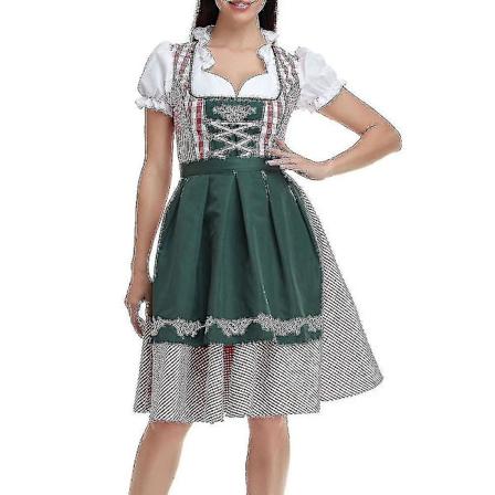 Kvinnors Oktoberfest-dräkt Vuxen Dirndl Tysk Traditionell Bayersk Ölkarneval Fraulein Cosplay Piga Klänning Outfit Mörkgrön S