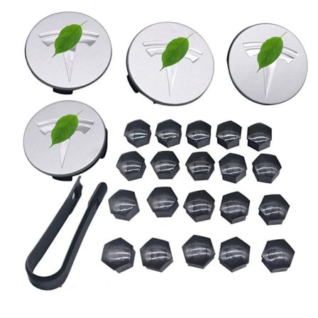 Hjul kapselsett senter kapsel nav mutter deksel svart rød hvit grå med 4 senter kapsel 20 mutter deksel for Tesla Model 3 Y S X