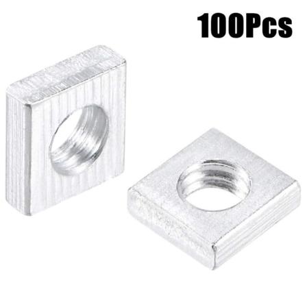 100 stk Firkantmuttere M4 muttere Metrisk grov gjenge