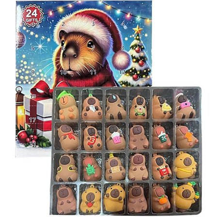 Capybara Adventskalender 2025, 24-dagers nedtellingslekesett, jule- og bursdagsgave til barn og voksne