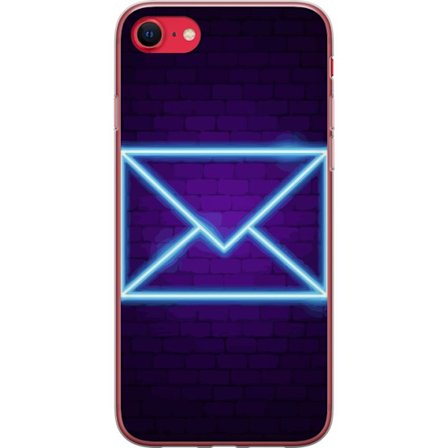 Yhteensopiva Puhelinkuori Apple Apple iPhone 7 Neonilta illuustraatio kirjekuoresta sinisessä valossa lila tiiliseinää vasten, nykyaikainen symboli