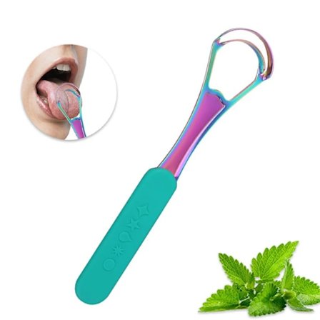 Bærbar dobbeltlags tungeskraber i rustfrit stål, oral mundbørste, rejseetui, skridsikkert håndtag, genanvendelig tungeskraber