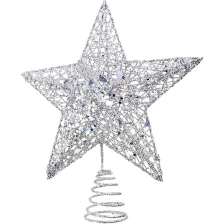 Silver Star Julgransprydnad - 9,5 tum Glittrig Metallprydnad