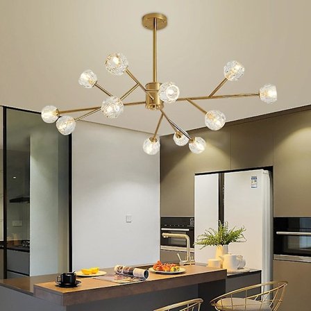 100cm 12-armet Lysekrone Guld Sputnik Design Nordisk