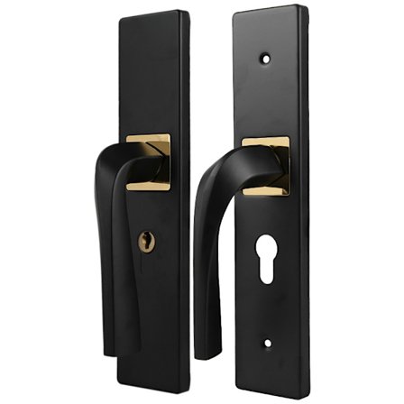 Svart Aluminium Tyst Hem Sovrum Dörrhandtag Lås med Nycklar