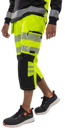 Arbetsbyxor Fristads Herr Varsel piratbyxa stretch 2666 GSTP, klass 2, Varsel Gul/Svart Arbetskläder