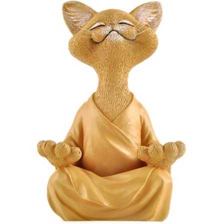 Fantasifuld Buddha-kat Figur, Meditation Yoga Samleobjekt, Kat L