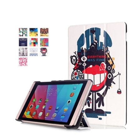 Moberg Läderfodral för Huawei MediaPad M2 8.0 - Röda Läppar Mönster