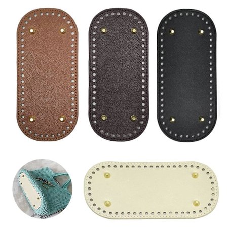 4 stk. veskebunn i skinn, veskebunn for hekleveske, støpt imitert skinn veskebunn 22x10cm, vevd veskebunn pu