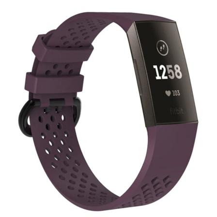 Fitbit Charge 3 erstatnings urrem i silikome med sportsdesign - Str. L, Lilla Purple