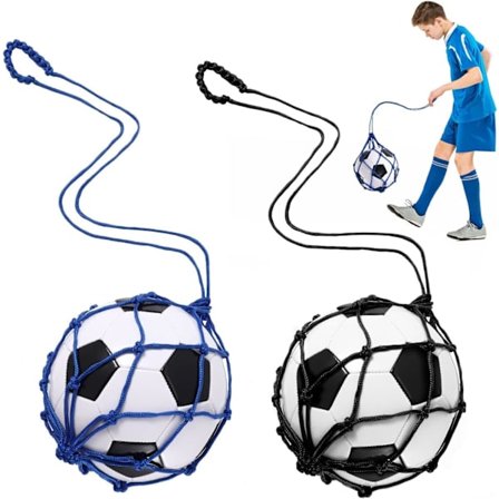 2PCS Fotball Kick Trainer, Fotball Retur Trener Nett Passer Ball Størrelse 3,4,5, Håndfri Fotball Kick Kast Solo Treningshjelpemiddel
