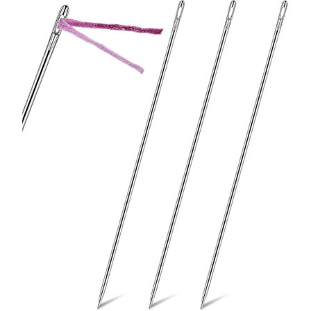 3 stk. Polstringnåle 12 tommer Lange Straight Håndsyning Nåle Syning Rustfrit Stål