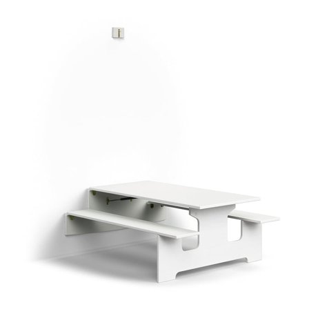 Vegghengt bord LUCAS, L1400 B1205 H580 mm, laminat, hvit/grå