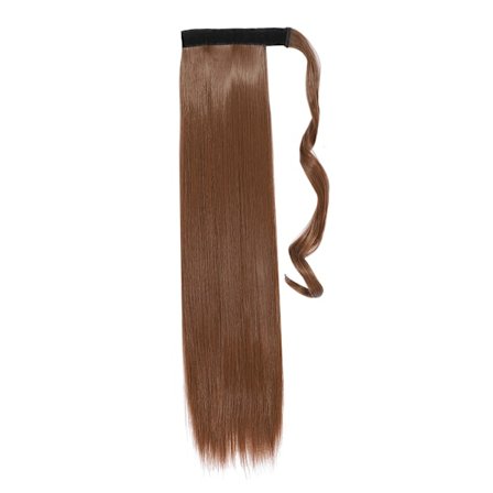 Syntetiskt hår 18/24 tum långt rak hästsvans omlott hästsvansklämma i hårförlängningar Svart hårstycke Huvudbonader