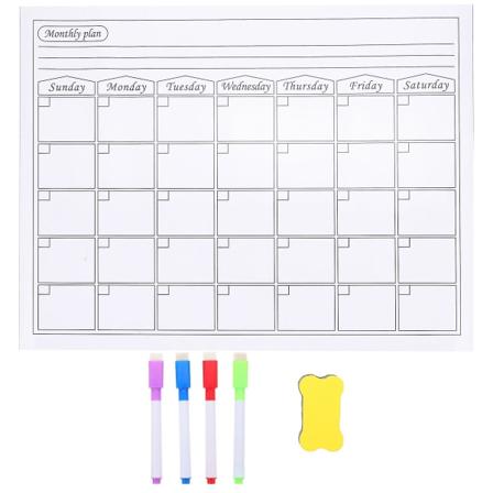 Magnetisk whiteboard-tavle, magnetisk tidsplan, tør-slet kalender, køleskabsmagnet, magnetisk opgaveoversigt, kalender, månedlig whiteboard