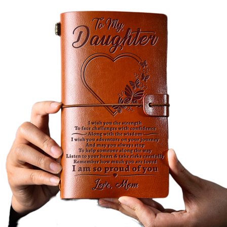 Till min mamma - Rosa läderjournal + hjärtformad diamantpenna