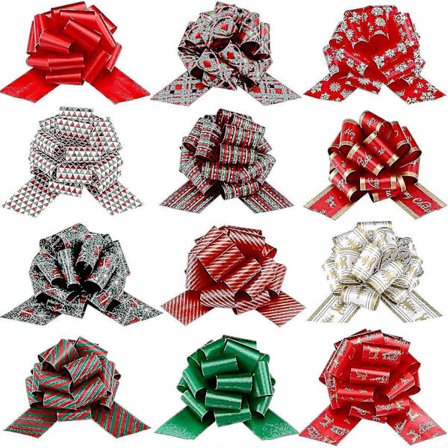 24 stk. Julebånd med sløyfe Gaveinnpakningsbånd og sløyfe 5" Bred Jule Stor Gave Sløyfe Innslagssløyfe Juleinnpakningstilbehør Julegave Festdekorasjon