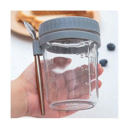 4 Overnight Oats Behållare med Sked Lufttäta Havre Overnight Oats Burkar med Mått 3 månader