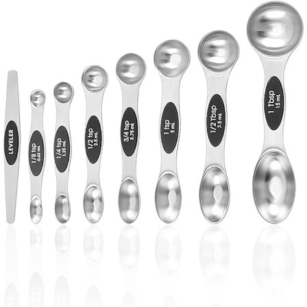 8-delt dobbeltsidig måleskje-sett, med skala og vaterpass, måleskje-sett, krydderskje, digital måleskje, måleskje med skala