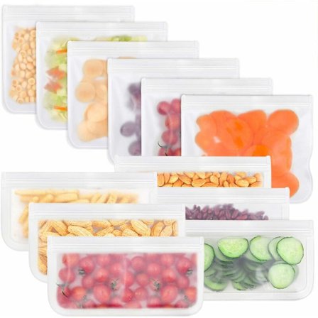 Frysepose Zip Fryseposer, Gjenbrukbare Frysepose, Gjenbrukbar Fruktgrønnsakspose, Frysepose (12 stk) -