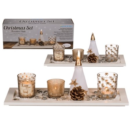 Out of the Blue Christmas Candle & Decoration Set with plate