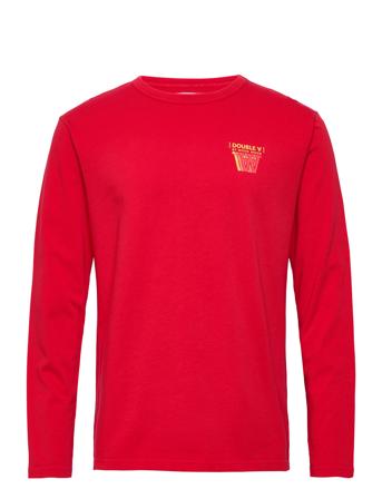 Mel Stacked Logo Long Sleeve T-shirts Long-sleeved Rød Double A By Wood Wood*Betinget Tilbud
