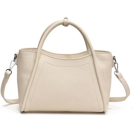 ING Damehåndveske, kan brukes som skulderveske, crossbody-veske, vintagehåndveske eller stilig håndveske laget av imitert skinn - hvit.