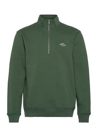 Standard Half Zip Logo Sweat Tops Sweatshirts & Hoodies Sweatshirts Green Mads Nørgaard