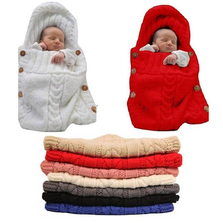 Stickad Ull Sovsäck Barnvagnsäck Spjälsäng Myspåse fr Födseln