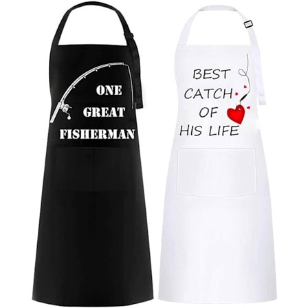 ING Sett med 2 vanntette parforklær for kvinner og menn, kjøkkenforklær som gaver til bryllup, forlovelser og Valentinsdag