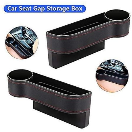 Compatible Car Seat Gap Storage Box Seat Pu Leather Gap Filler With Cup Holder