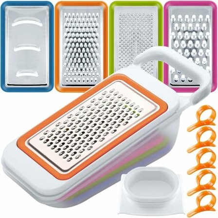 4-delad grönsaksskärare, hackare, rivjärn, spiralhackare för morot, ost, gurka, tomat och zucchini