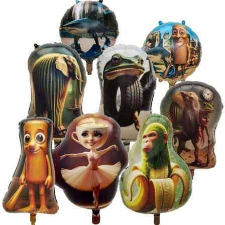 Italiensk Brainrot Tung Tung Sahur Tralalo Børne Fødselsdagsfest Tilbehør Ballon Service Kop Tallerken Banner Legetøj Gave Dekorationse