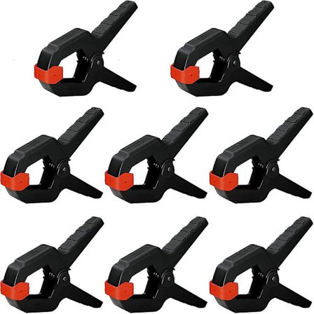 Nirox sett med 8 fjærklemmer - klemmer med stor spennvidde - høy klemmekraft for fjærklemmene - lim klemmer med bevegelige og tannede klemmekjever