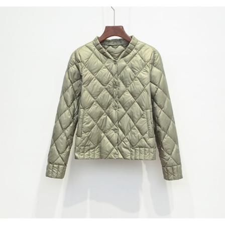 Kvinnor V-ringad Vit Duck Dunjacka Vinter Kvinnlig Dunrock light green XL