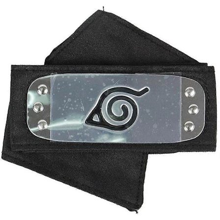 Naruto Pandebånd med Metalbelagte Cosplay-tilbehør - Japansk Løvby (Sort, 4-pak)