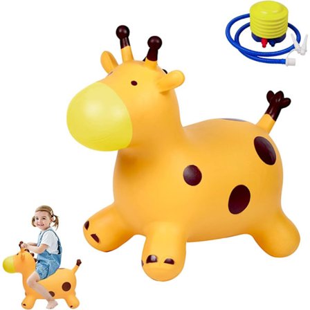 Hopper Dyr til Børn, Oppustelig Giraf Hopper Bouncy Ride On Hoppe Legetøj til Drenge Piger Småbørn Fødselsdagsgave (Gul)