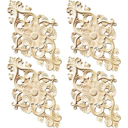 Sett med 4 dekorative hule utskårne vegglampetter, treskjærte vegg