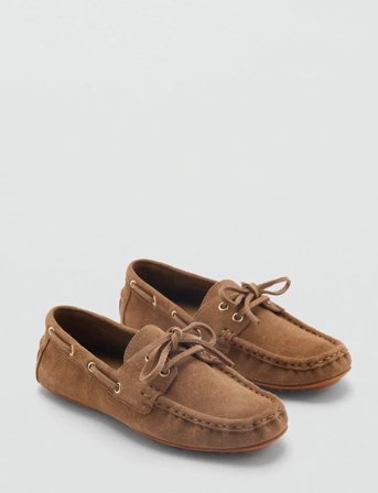 Mango Suede Boat Shoes With Laces - Brown - 41