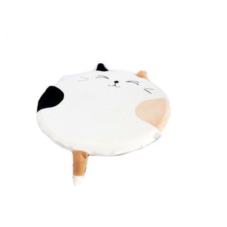 Tatami-pude, skrivebordspude, japansk stil stolpude, formhukommelsespude, rund pude (hvid kat),