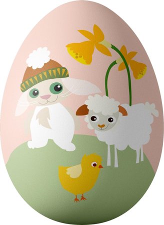 Blafre Påskeegg Sau-og-Hare metall 10x15