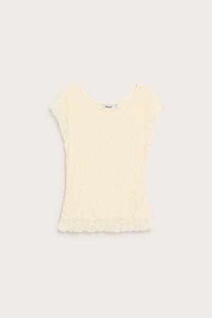 Kappahl | Top z krótkimi rękawami, z koronki | Offwhite