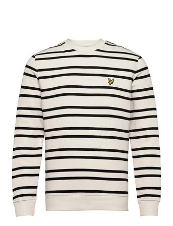 Double Stripe Sweatshirt Sweatshirt Trøje Hvid Lyle & Scott