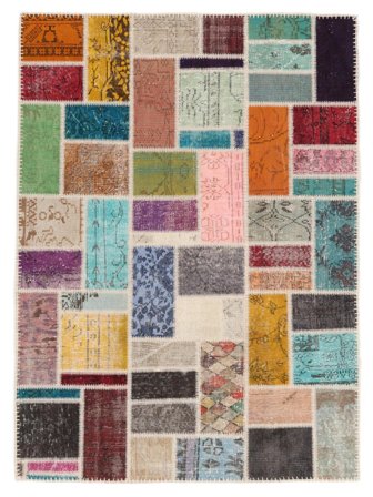 Patchwork Rug 145X199 Brown/Black Wool, Turkey